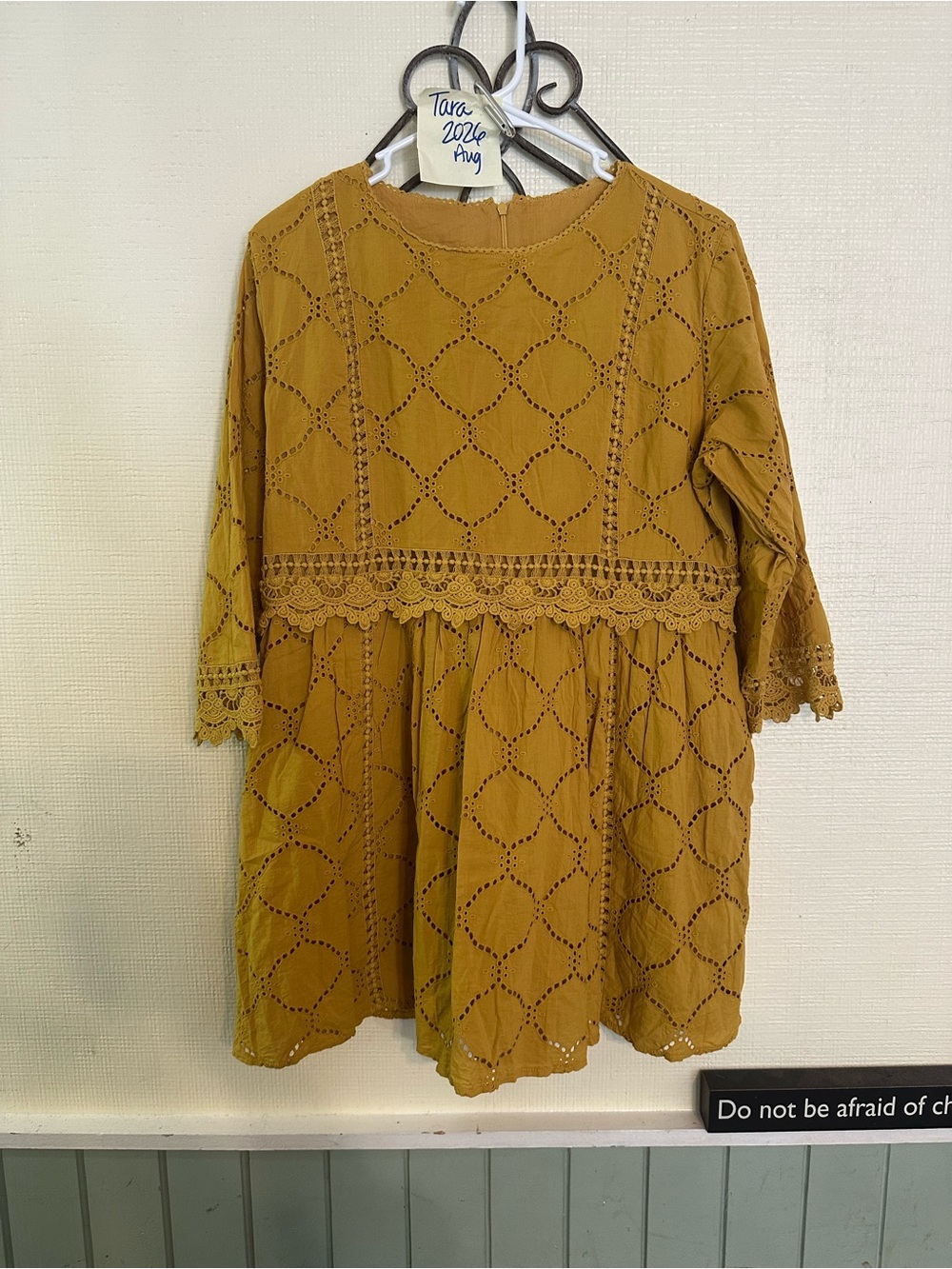 Lace-Trim Mustard Dress